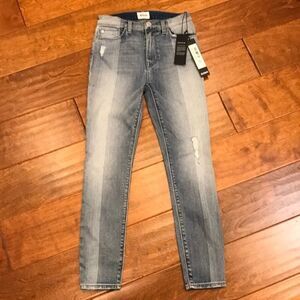 Hudson Barbara High Waist Cropped Light Wash Striped Denim Jeans NWT